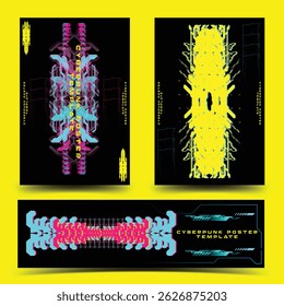y2k 2000s scifi cyberpunk retro-futuristic layout template set dashboard for ux-ui application, 2d vector illustration 