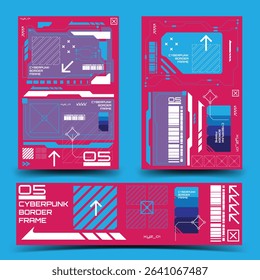y2k 2000s scifi cyberpunk retro-futuristic layout template set dashboard for ux-ui application, 2d vector illustration