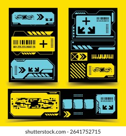 y2k 2000s scifi cyberpunk retro-futuristic layout template set dashboard for ux-ui application, 2d vector illustration 