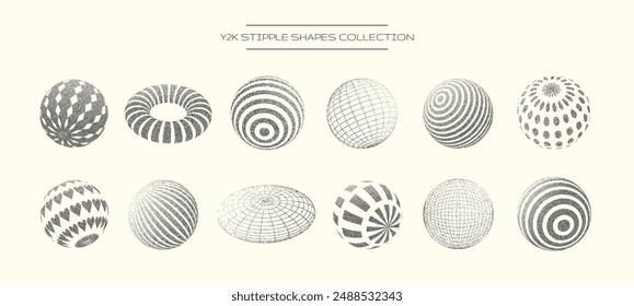 y2k 3d Stipple Sphere shapes Collection in Black and White