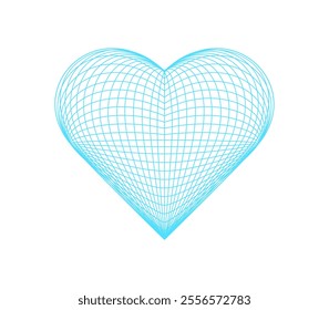 Y2k 3d wireframe heart, cyber tech geometric grid pattern structure symbol, y2k trendy net figure illustration, futuristic geometry wire frame shape icon, vaporwave abstract 3d wireframe form object.