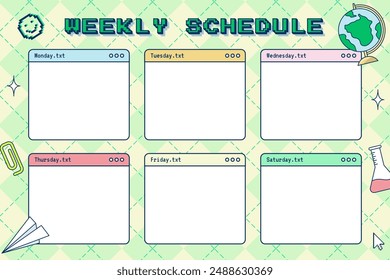 Y2k 90s cute retro background for class weekly schedule template