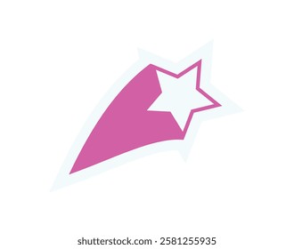 Y2K Abstract Comet star sticker. Retro symbol of a comet shape. Playful aesthetic, modern design, cool element for decoration or streetwear collection.