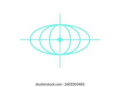Y2K Abstract Cosmic retro icon. Modern aesthetic symbol with a flat shape. Trendy design, geometric element, potential for use in branding and decoration.