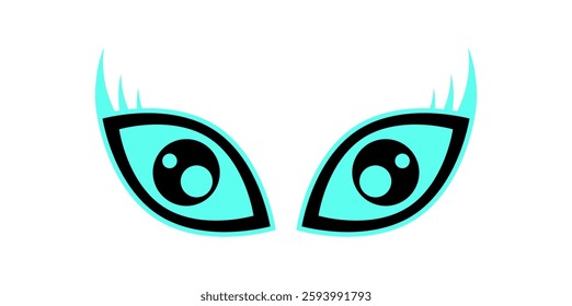 Y2K abstract eyes Shape. Modern symbol of fun character. Retro design element, flat aesthetic, trendy usage in streetwear and decoration.