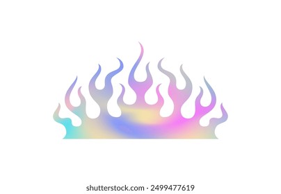 Y2k abstract fire burning flame metal neon hologram icon vector flat illustration. Elegant blazing flammable futuristic fancy silhouette futuristic divider pink gradient decorative element