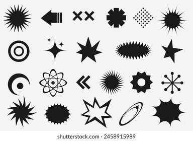 y2k abstract form shape. Retro sticker pack