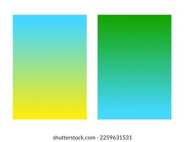 Y2k abstract holographic gradient background template set with warm yellow, blue, green colored vector illustration, simple blurry textured layout, minimalist style for web, social media, any decor