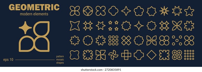 Y2k abstrakte Logo Linie Stern-Set mit grundlegenden Formen und geometrischen Umrissen. Markenidentitätssätze mit nostalgischen, einfachen Y2K-Formen und Logos.