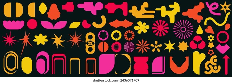 Y2k abstract shape brutal form. Groovy color geometric design. Bold figure y2k brutalist style. Vector illustration