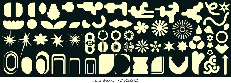Y2k abstract shape brutal form. White color geometric design. Bold figure y2k brutalist style. Vector illustration