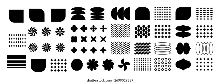 Formas y figuras abstractas Y2k. Elementos decorativos para Diseño gráfico, formas brutalistas de moda en la estética de la década de 2000. Ilustración vectorial.
