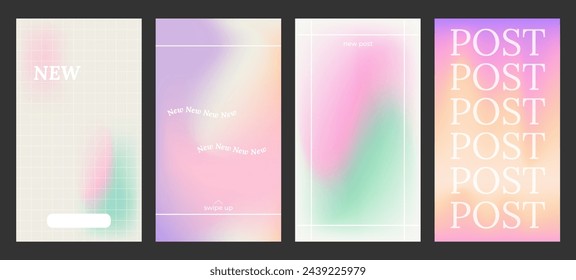 Y2k Aesthetic abstract gentle gradient background with blue, pink, purple, soft blurred pattern. Modern poster for social media stories, album covers, banners, templates for digital marketing.