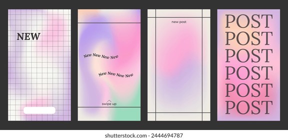 Y2k Aesthetic abstract gentle gradient background with blue, pink, purple, soft blurred pattern. Modern poster for social media stories, album covers, banners, templates for digital marketing.