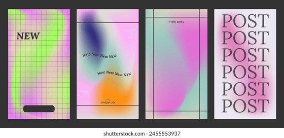 Y2k Aesthetic abstract gentle gradient background with blue, pink, purple, soft blurred pattern. Modern poster for social media stories, album covers, banners, templates for digital marketing.