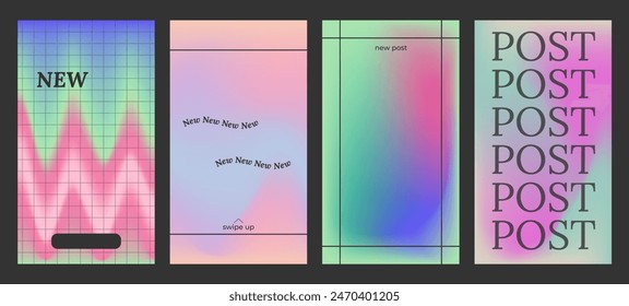 Y2k Aesthetic abstract gentle gradient background with blue, pink, purple, soft blurred pattern. Modern poster for social media stories, album covers, banners, templates for digital marketing.