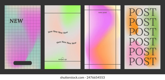 Y2k Aesthetic abstract gentle gradient background with blue, pink, purple, soft blurred pattern. Modern poster for social media stories, album covers, banners, templates for digital marketing.
