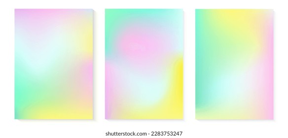 Y2k aesthetic hologram gradient vector background  Green pink yellow soft iridescent illustration  Pearlescent color vertical A4 poster  Trendy mesh texture backdrop  Feminine gentle unicorn card