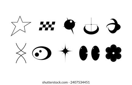 Y2K Aesthetic Shape Element Set