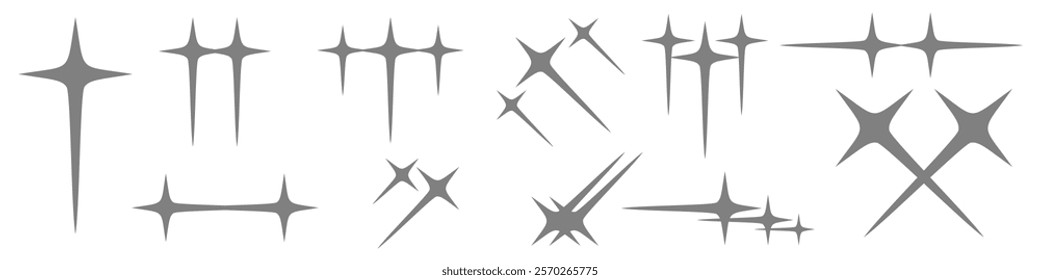 Y2K Aesthetic Sparkling Stars Retro Trendy Minimalistic Abstract Design for Futuristic Digital Graphics, Posters and Illustration Resources