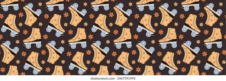 y2k aesthetic.90s background. Roller skates seamless pattern. 