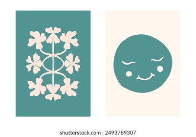 Y2K Artistic Aesthetic Portrait Designs Featuring trendy abstract backgrounds modern shapes groovy vector art vintage illustrations pastel elements and more in a captivating collection
