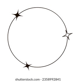 Y2k avatar line circle with star. Modern minimalist aesthetic line elements. Vector illustration