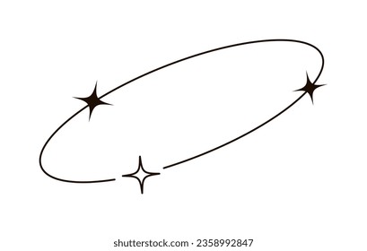 Y2k avatar line circle with star. Modern minimalist aesthetic line elements. Vector illustration
