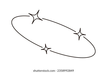 Y2k avatar line circle with star. Modern minimalist aesthetic line elements. Vector illustration
