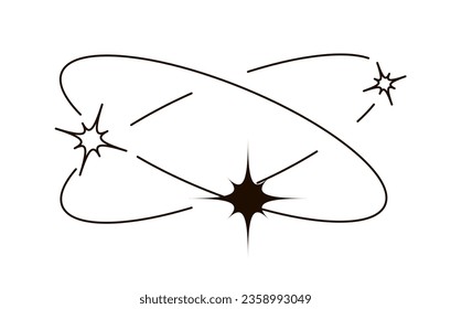 Y2k avatar line Kreis mit Stern. Moderne minimalistische ästhetische Linienelemente. Vektorgrafik