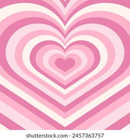 Y2k background. Abstract background with repeating hearts. Design template. Hypnotic pattern. Nostalgia for the year 2000