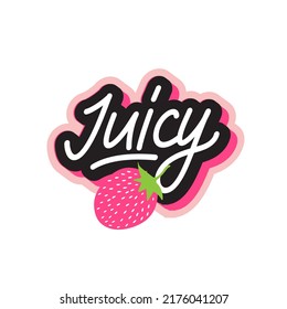 y2k bling retro aesthetic sticker with butterfly. Cute lettering Juicy. For stickers, greeting cards, banners, t-shirt prints and posters. 
