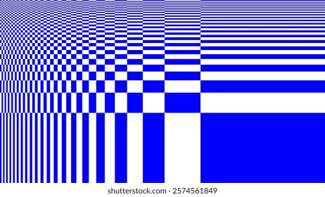 Y2K Blue and White Distorted Chess Board. Weird Checkered Pixels Glitch Effect Abstract Background. Vector Illustration.