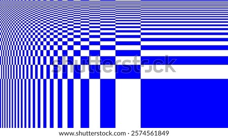 Y2K Blue and White Distorted Chess Board. Weird Checkered Pixels Glitch Effect Abstract Background. Vector Illustration.