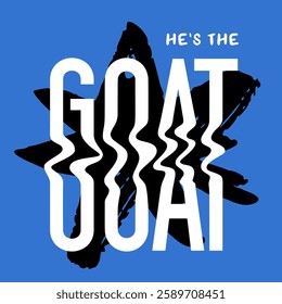 Y2k bright grunge poster. Wavy text of GOAT. Concept of the Greatest of All Time. Groovy lettering in trendy psychedelic rave style with hand drawn elements - Vector artwork.
