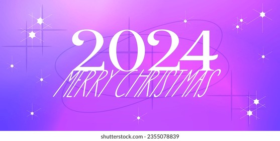 Y2k Christmas aesthetic template. 2024 New Year gradient background trendy style. Y2k bling element minimalist design. Aesthetic vector illustration