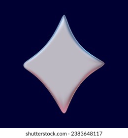 Y2k chrome 3D star. Trendy metal elements. Silver glossy abstract shape. 3D render vector illustration.