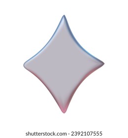 Y2k chrome 3D star. Trendy metal elements. Silver glossy abstract shape. 3D render vector illustration.