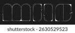 Y2K chrome frames, empty line art borders and graphic design elements with blinks. Vector illustration.