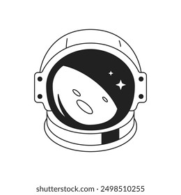 Casco de cosmonauta Y2k con ilustración plana de Vector de icono de contorno de arte pop de reflexión de galaxia. Astronauta traje espacial tocado retrato de persona futurista espacio exterior universo viaje camiseta impresión