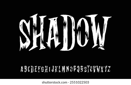 Y2k Damn Dark Lettering tattoo type font for tee print design. Trendy type font concept for Gothic Punk Rock and Death Rock print design. Rock style print design with t-shirt vector mockup