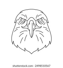 Y2k eagle hawk falcon portrait monochrome outline tattoo icon vector illustration. Wild powerful strong freedom bird head with feather beak and eyes minimalist contemporary art emblem