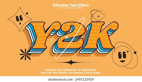 Y2k editable text effect in modern trend style