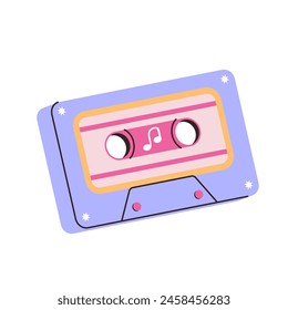 y2k element on white background. Retro music cassette isolated. 2000s clipart