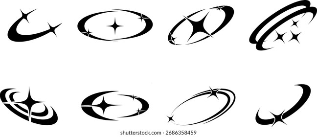 A Y2K element vector design features bold, colorful, and futuristic shapes inspired by early 2000s digital aesthetics and pop culture.
