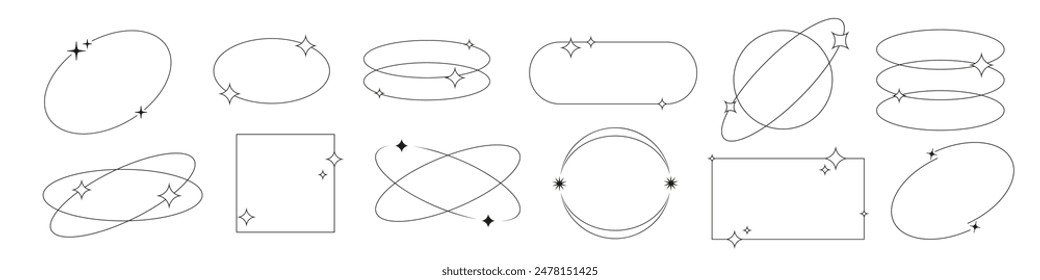 Y2k elements. Y2k line frame.