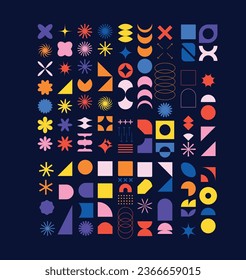Y2k elements. Y2k vector set. geometric brutalism forms sticker. Y2k style graphic design. Star burst sticker vector set. Stars collection. Star icons. Vector illustration star blank label