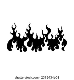 Y2k fire. isolated elements border and frame in 2000s style. Abstract tattoo or stickers. 00s fashion. Postmodern and retro, decorative black silhouette gothic grunge elements. Vector set