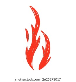 Y2K fire tattoo design with bold black flames. Hand-drawn doodle flames. Flat vector illustration isolated on white background.