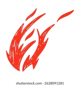 Y2K fire tattoo design with bold black flames. Hand-drawn doodle flames. Flat vector illustration isolated on white background.